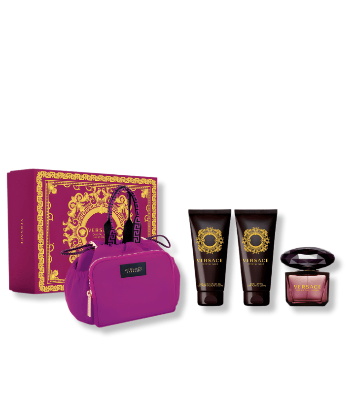 VERSACE CRYSTAL NOIR EDT FOR WOMEN (90ML EDT+100ML BODY LOTION+100ML BATH & SHOWER GEL+MAKE UP CASE) GIFT SET VERSACE CRYSTAL NOIR EDT FOR WOMEN (90ML EDT+100ML BODY LOTION+100ML BATH & SHOWER GEL+MAKE UP CASE) GIFT SET