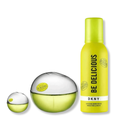 DKNY BE DELICIOUS EDP PURFUME 100ML+SHOWER MOUSSE 150ML+TRAVEL SPRAY 15ML GIFT SET