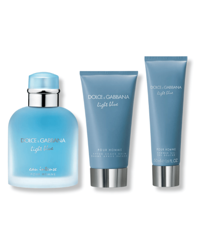 DOLCE & GABBANA LIGHT BLUE EAU INTENSE POUR HOMME GIFT SET 3PCS (100ML EDP + SHOWER GEL 50ML + AFTER SHAVE BALM 75ML)