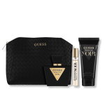 GUESS SEDUCTIVE NOIR 4PCS SET EDT 75ML+ BODY LOTION 100ML+ 15ML MINI +1 POUCH FOR WOMEN B