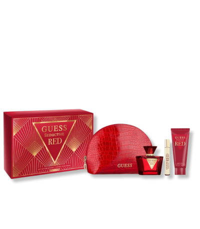 GUESS SEDUCTIVE RED EDT 4PCS SET (75ML+ 15ML TRAVEL SPRAY+100 BODY LOTION+ POUCH)