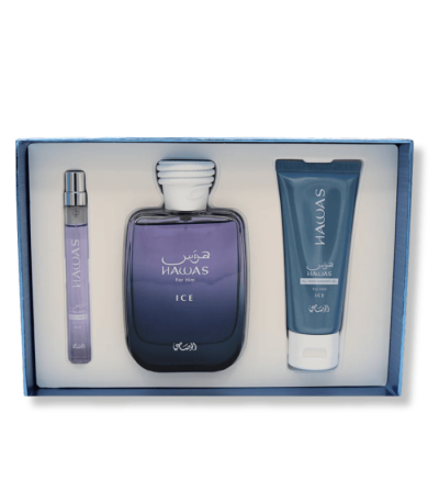 RASASI HAWAS ICE EDP FOR MEN (100ML+10ML+60ML SHOWER GEL) GIFT SET