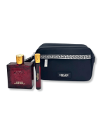 VERSACE EROS FLAME EDP FOR MEN 100ML + 10ML TRAVEL + BLACK TROUSSE GIFT SET
