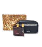VERSACE EROS FLAME EDP FOR MEN 100ML + 10ML TRAVEL + BLACK TROUSSE GIFT SET